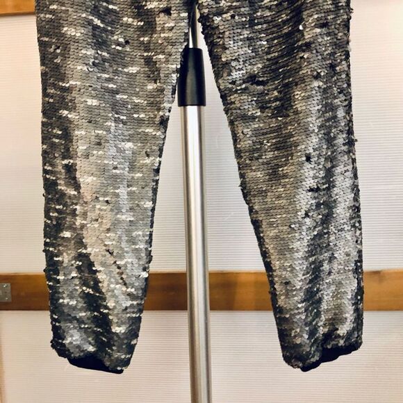 Sz S- Free People Morelia High-Rise Sequin Jogger Pants in Grey & Black - Picture 7 of 9